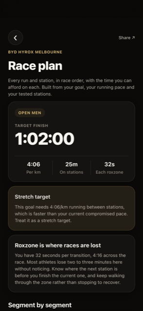 ENGN race plan screen